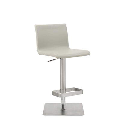 Light Gray And Silver Faux Leather And Steel Counter Height Bar Chair HomeRoots