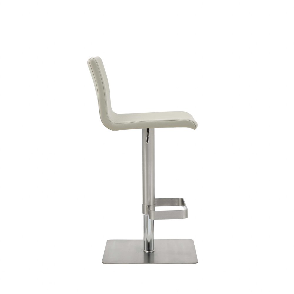 Light Gray And Silver Faux Leather And Steel Counter Height Bar Chair HomeRoots