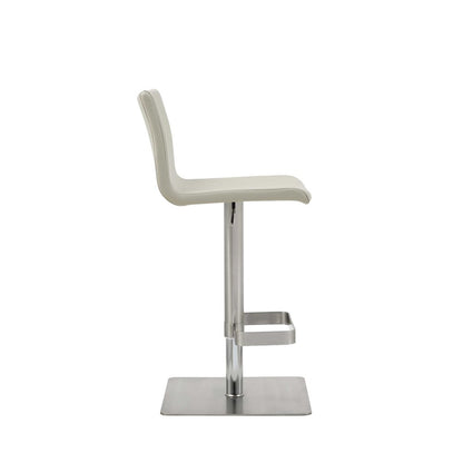 Light Gray And Silver Faux Leather And Steel Counter Height Bar Chair HomeRoots