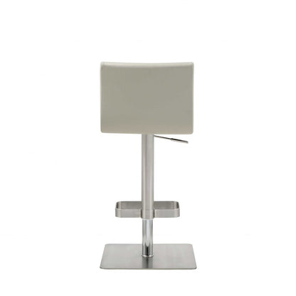 Light Gray And Silver Faux Leather And Steel Counter Height Bar Chair HomeRoots