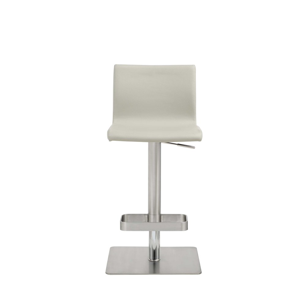 Light Gray And Silver Faux Leather And Steel Counter Height Bar Chair HomeRoots