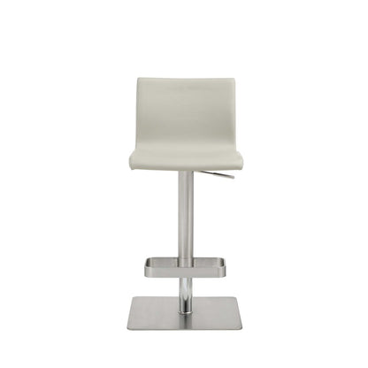 Light Gray And Silver Faux Leather And Steel Counter Height Bar Chair HomeRoots