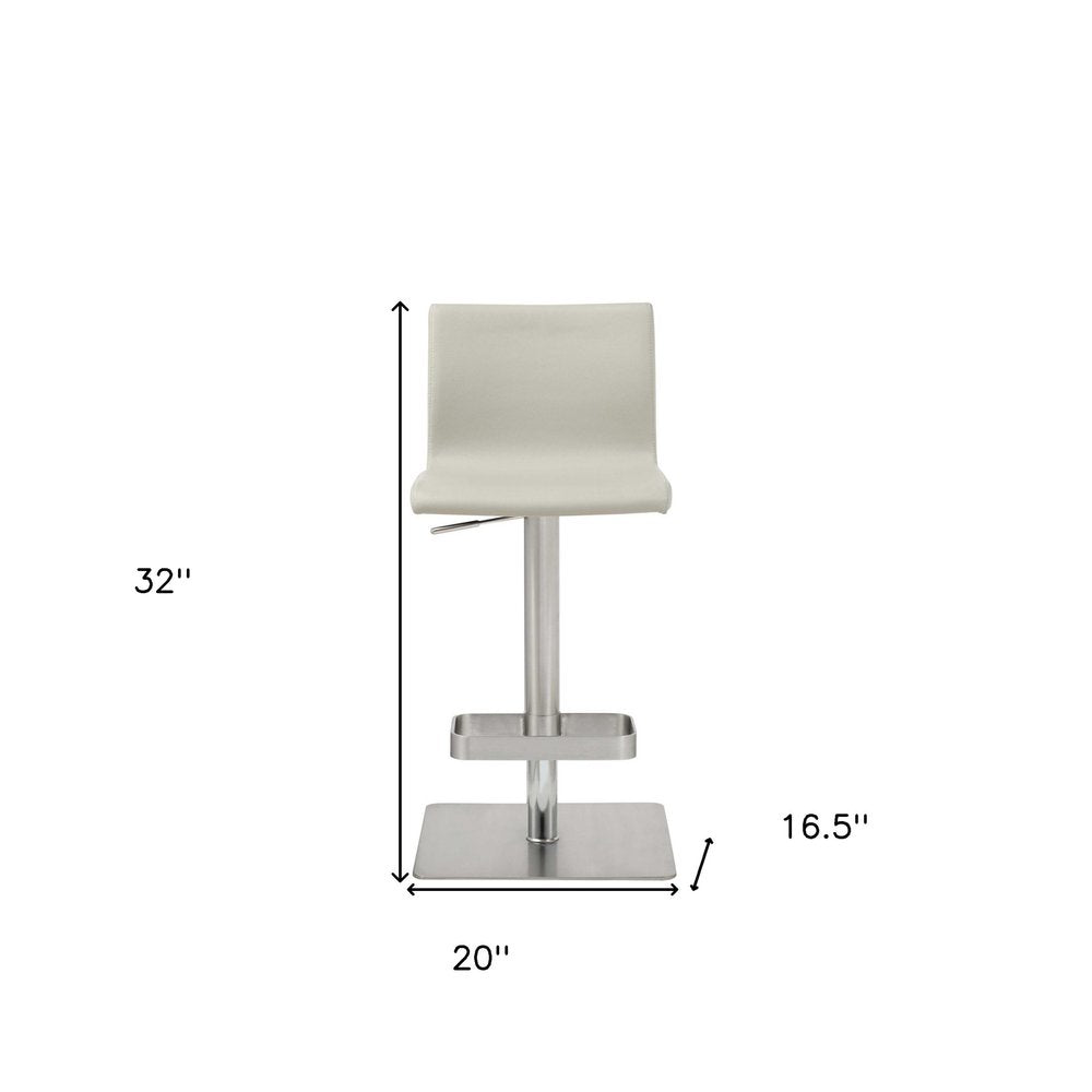 Light Gray And Silver Faux Leather And Steel Counter Height Bar Chair HomeRoots