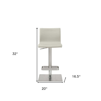 Light Gray And Silver Faux Leather And Steel Counter Height Bar Chair HomeRoots