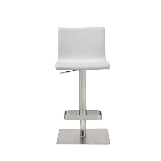 White And Silver Faux Leather And Steel Counter Height Bar Chair HomeRoots