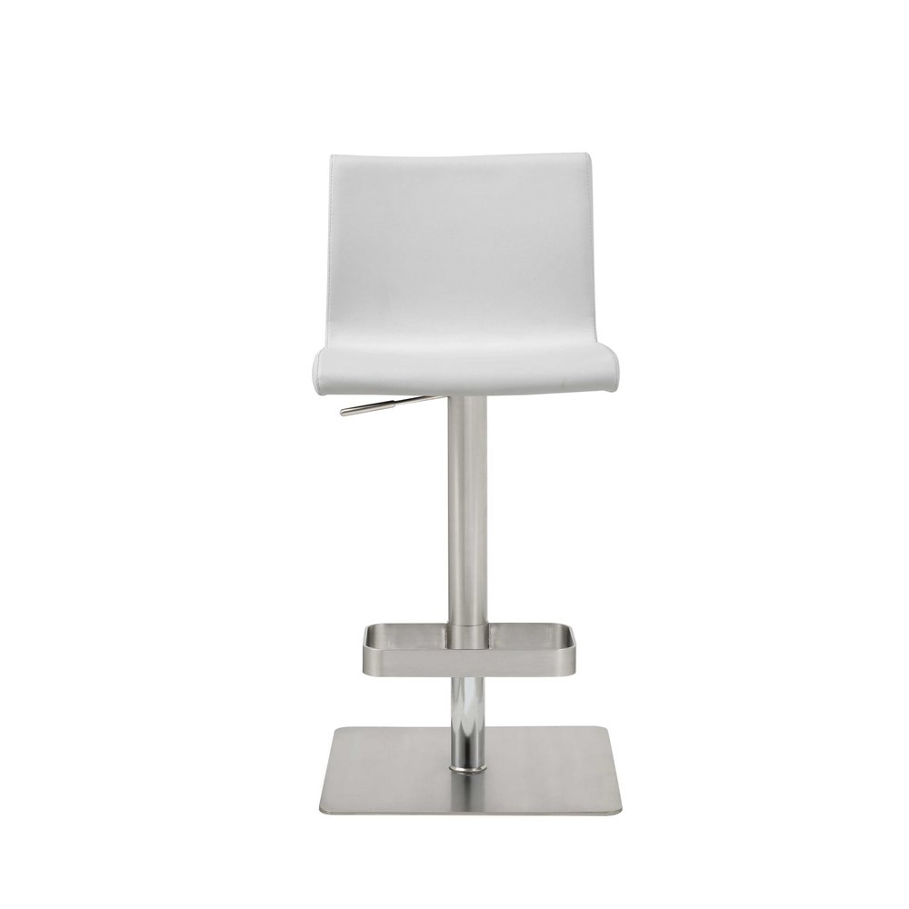 White And Silver Faux Leather And Steel Counter Height Bar Chair HomeRoots