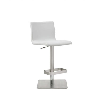 White And Silver Faux Leather And Steel Counter Height Bar Chair HomeRoots