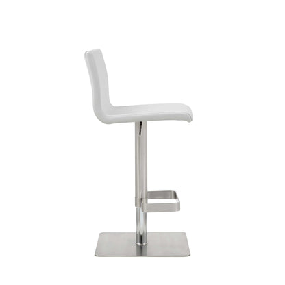 26 " White And Silver Stainless Steel Counter Height Bar Chair