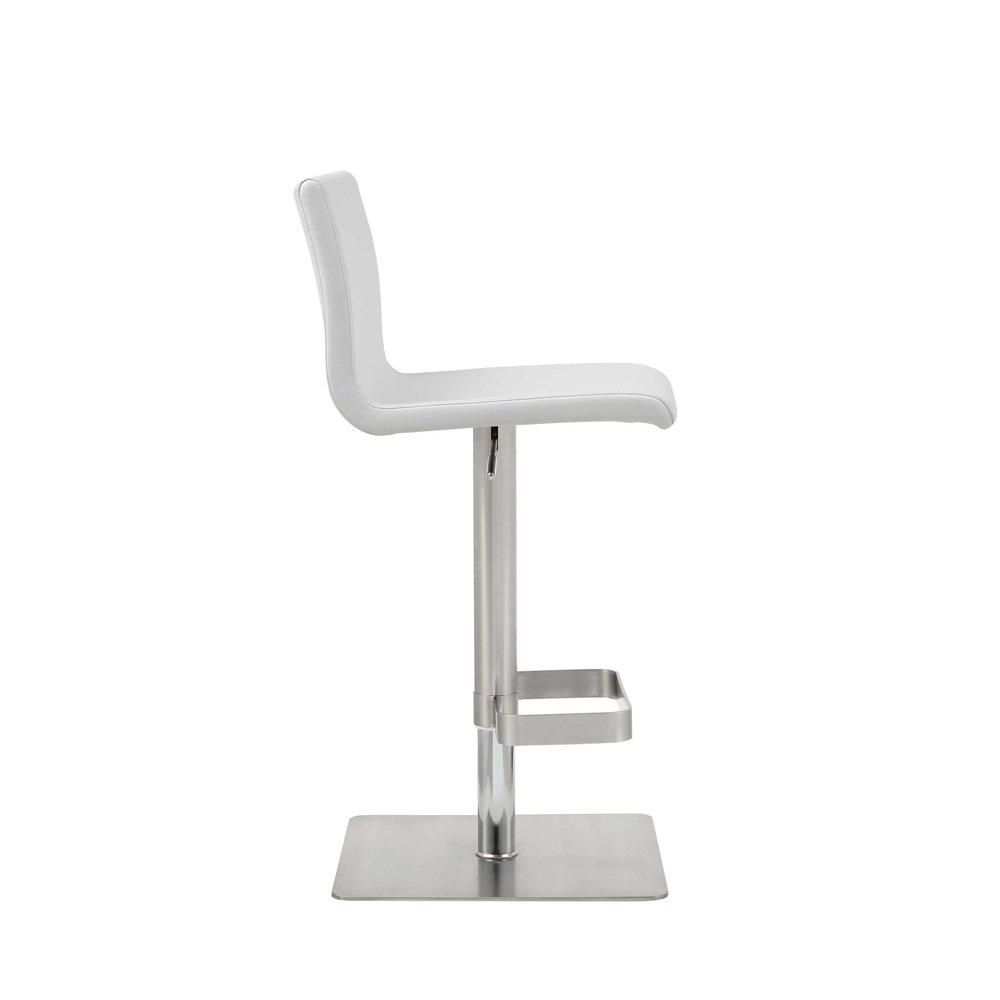 White And Silver Faux Leather And Steel Counter Height Bar Chair HomeRoots