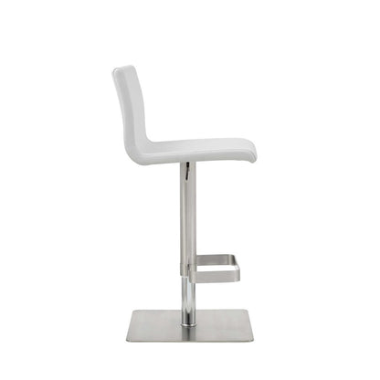 White And Silver Faux Leather And Steel Counter Height Bar Chair HomeRoots