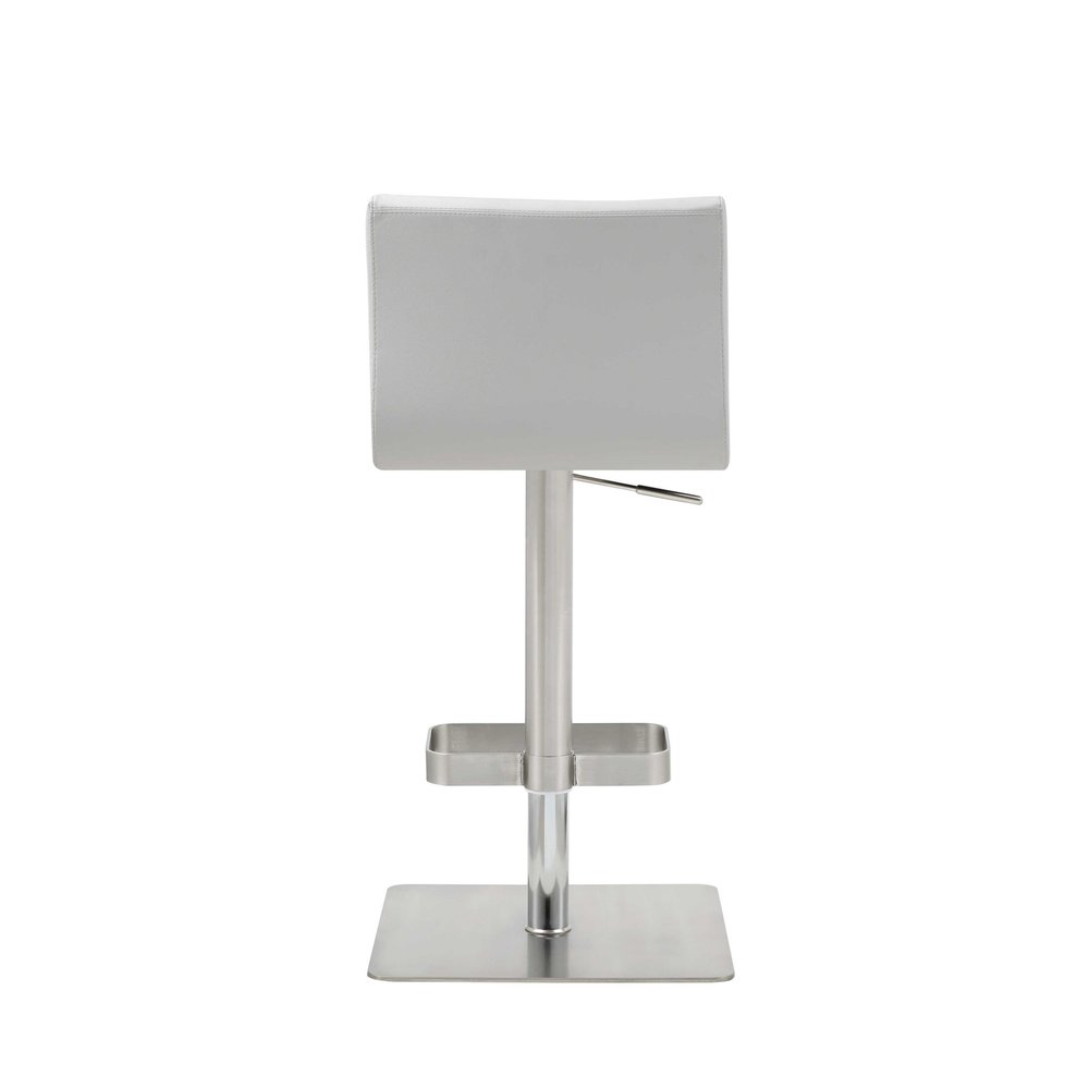 White And Silver Faux Leather And Steel Counter Height Bar Chair HomeRoots
