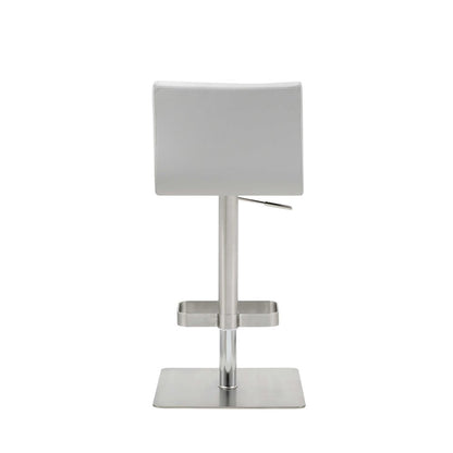 White And Silver Faux Leather And Steel Counter Height Bar Chair HomeRoots