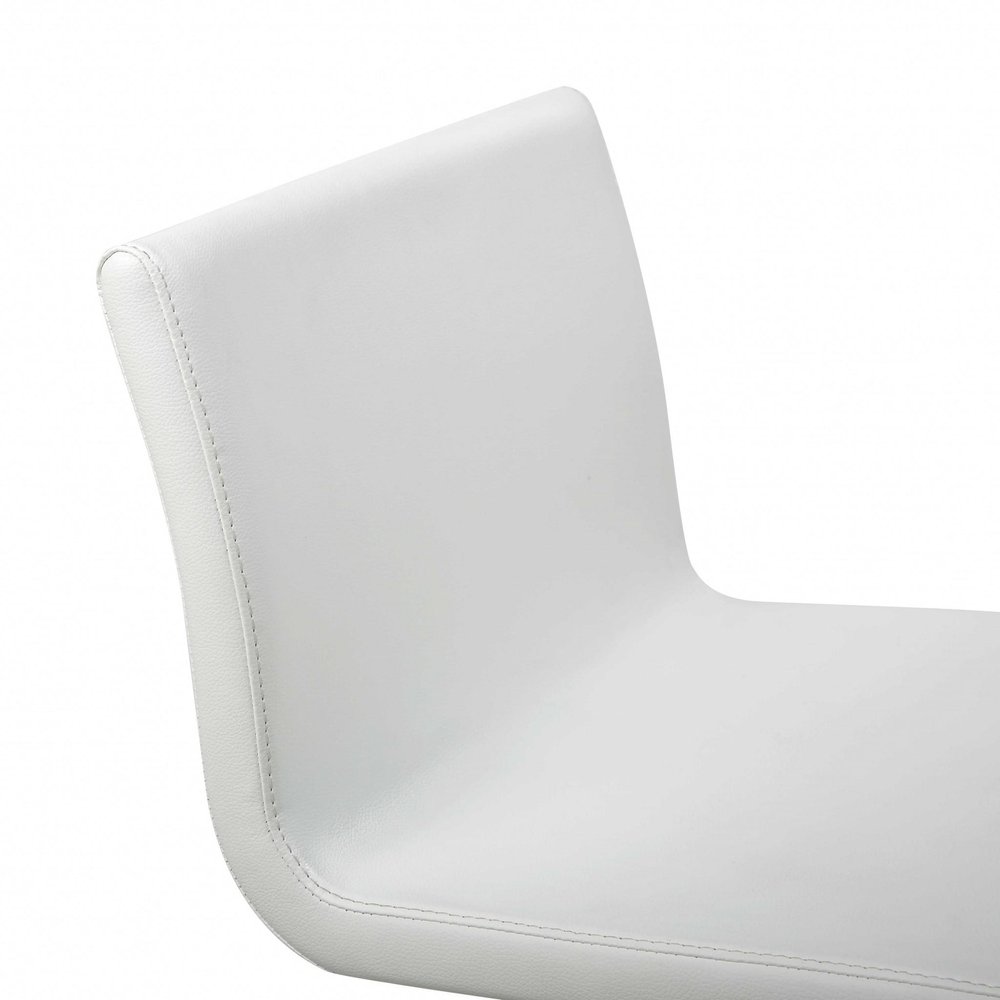 White And Silver Faux Leather And Steel Counter Height Bar Chair HomeRoots