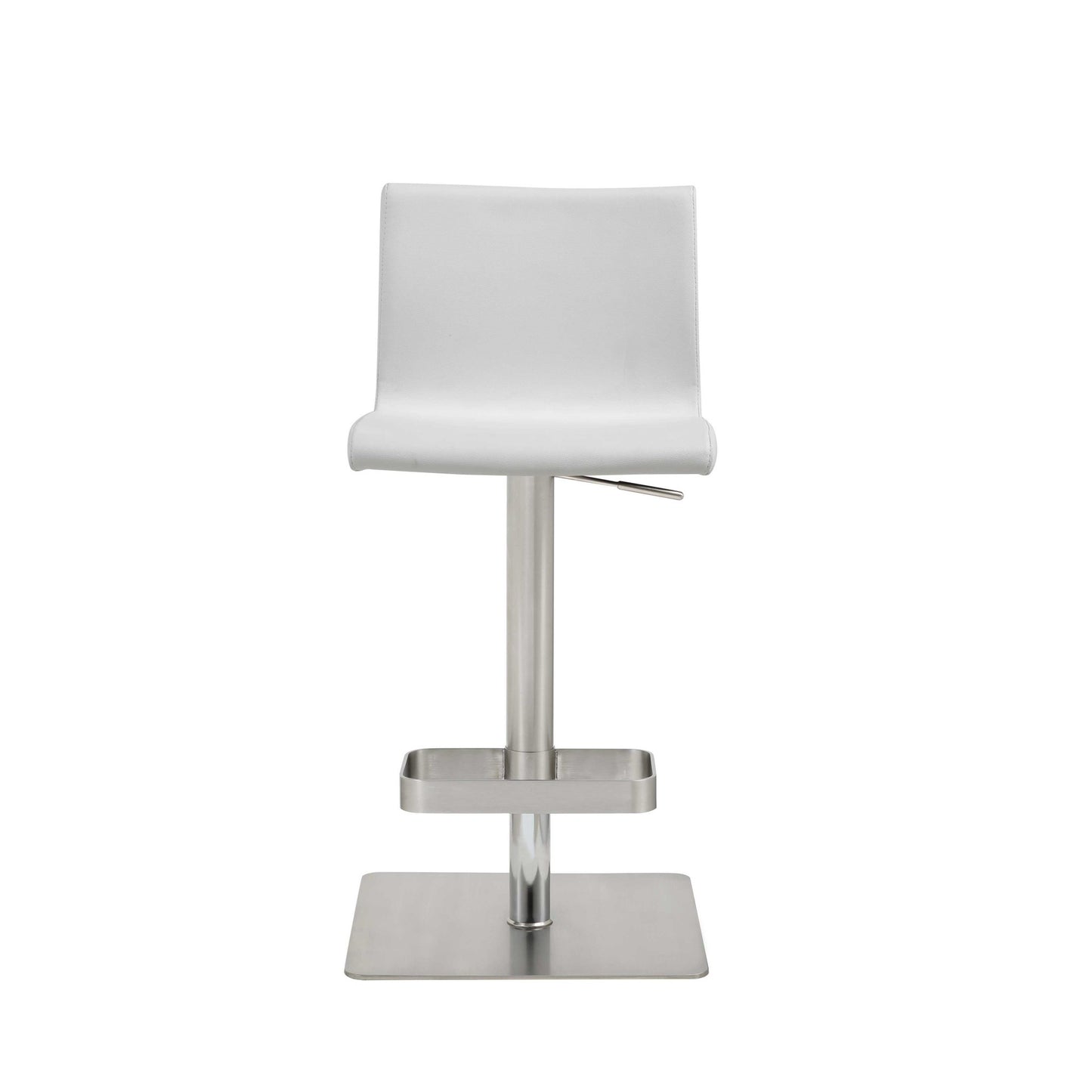 26 " White And Silver Stainless Steel Counter Height Bar Chair