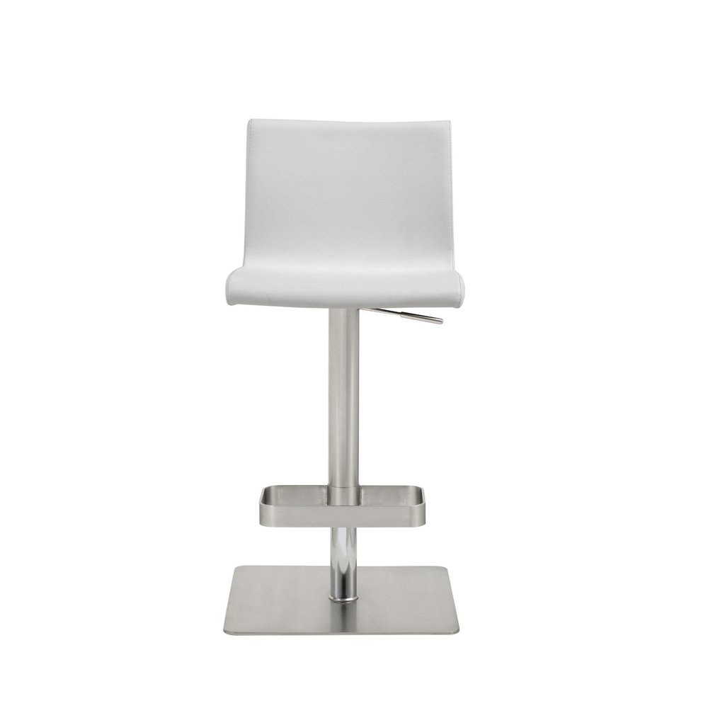 White And Silver Faux Leather And Steel Counter Height Bar Chair HomeRoots