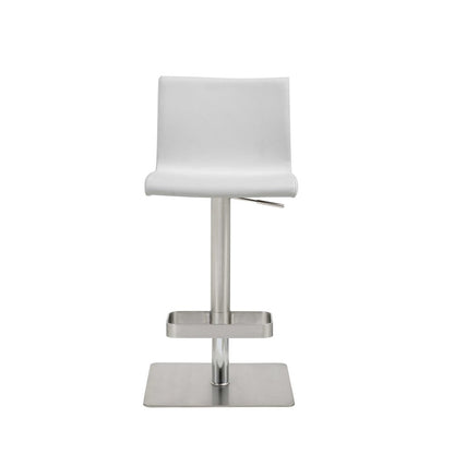 White And Silver Faux Leather And Steel Counter Height Bar Chair HomeRoots