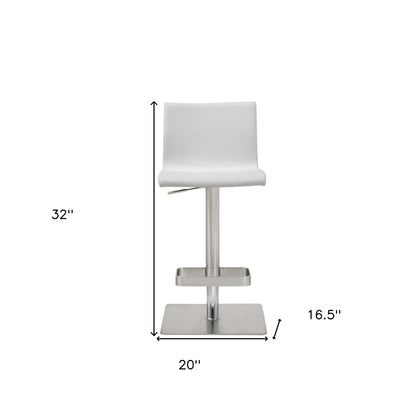 26 " White And Silver Stainless Steel Counter Height Bar Chair