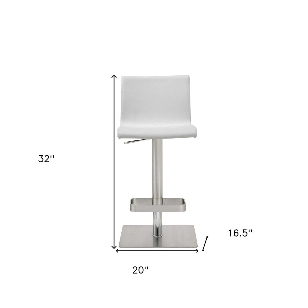 White And Silver Faux Leather And Steel Counter Height Bar Chair HomeRoots