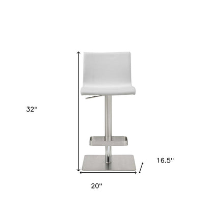 White And Silver Faux Leather And Steel Counter Height Bar Chair HomeRoots