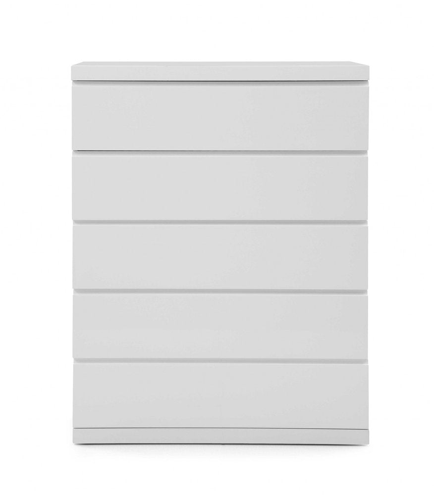 36" White Wood Five Drawer Dresser HomeRoots