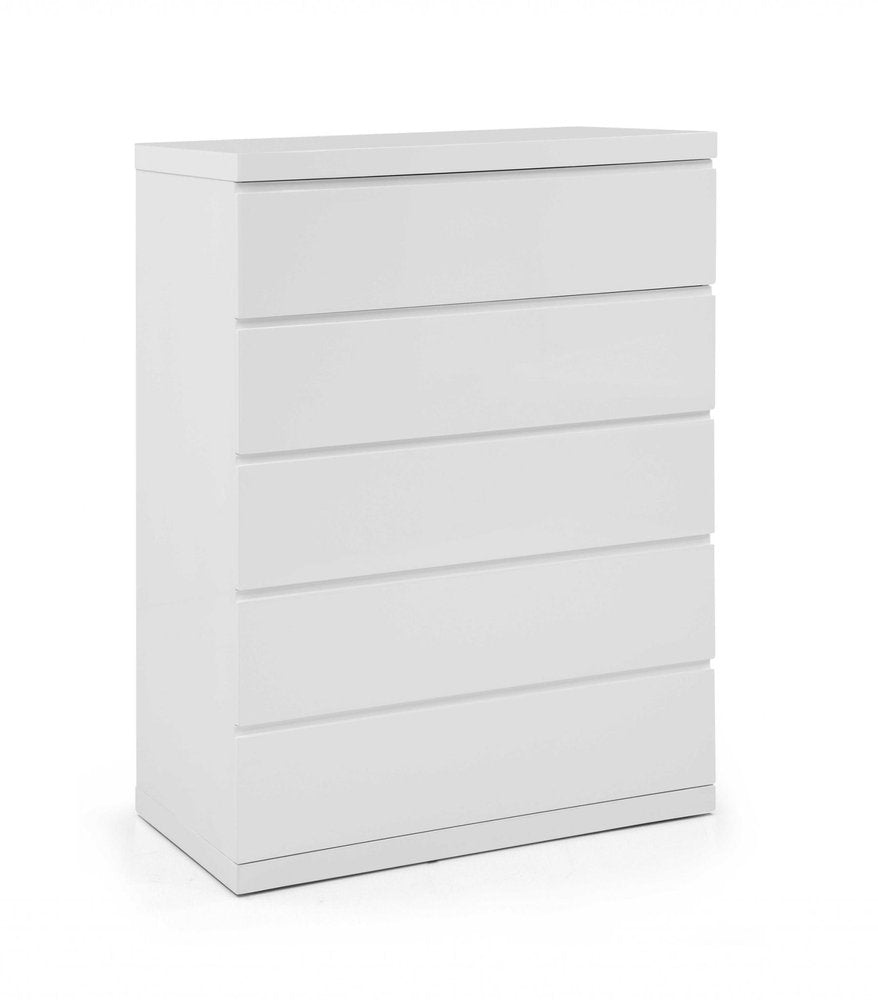 36" White Wood Five Drawer Dresser HomeRoots