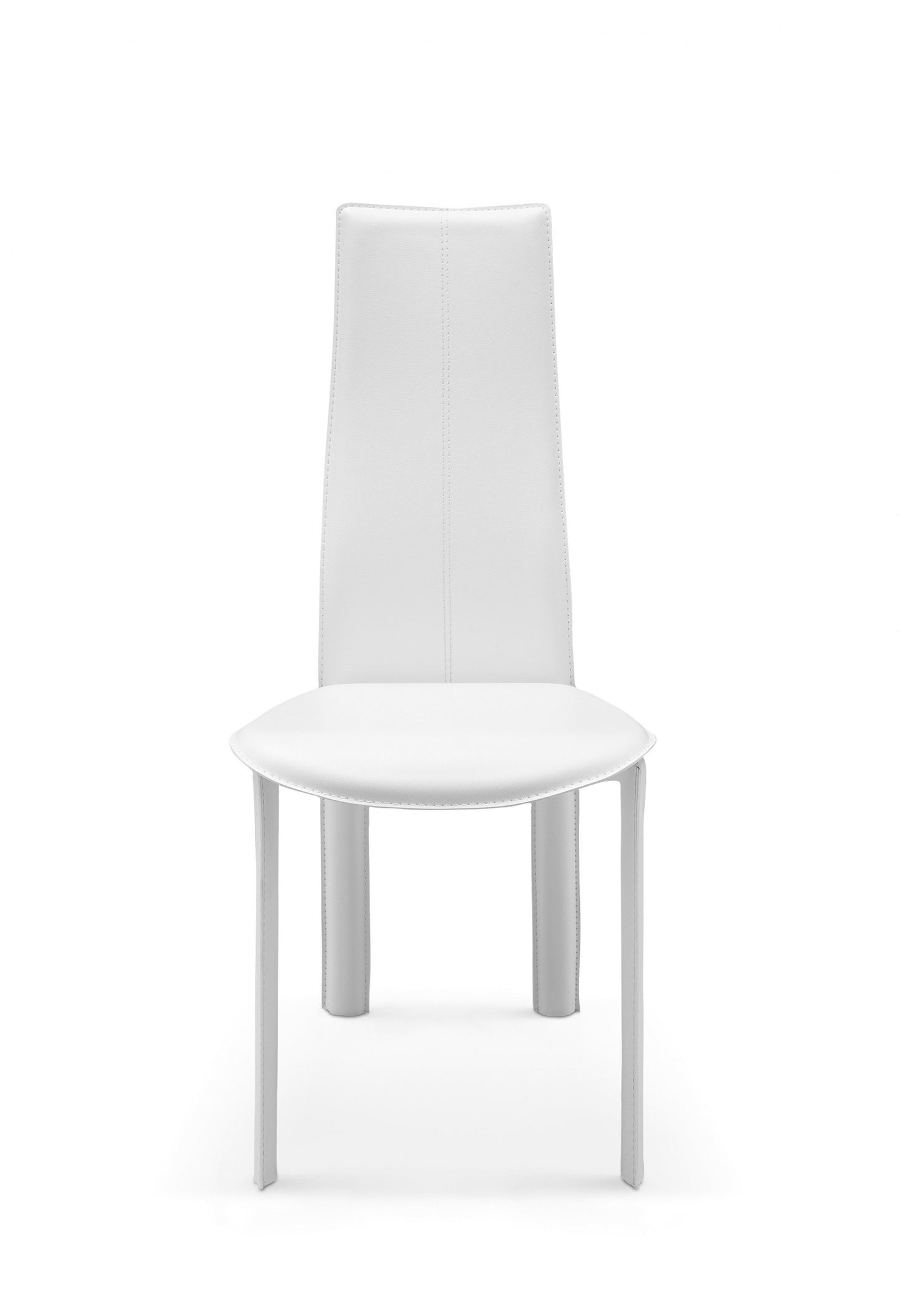 Set of Four White Upholstered Faux Leather Dining Side Chairs - FurniFindUSA