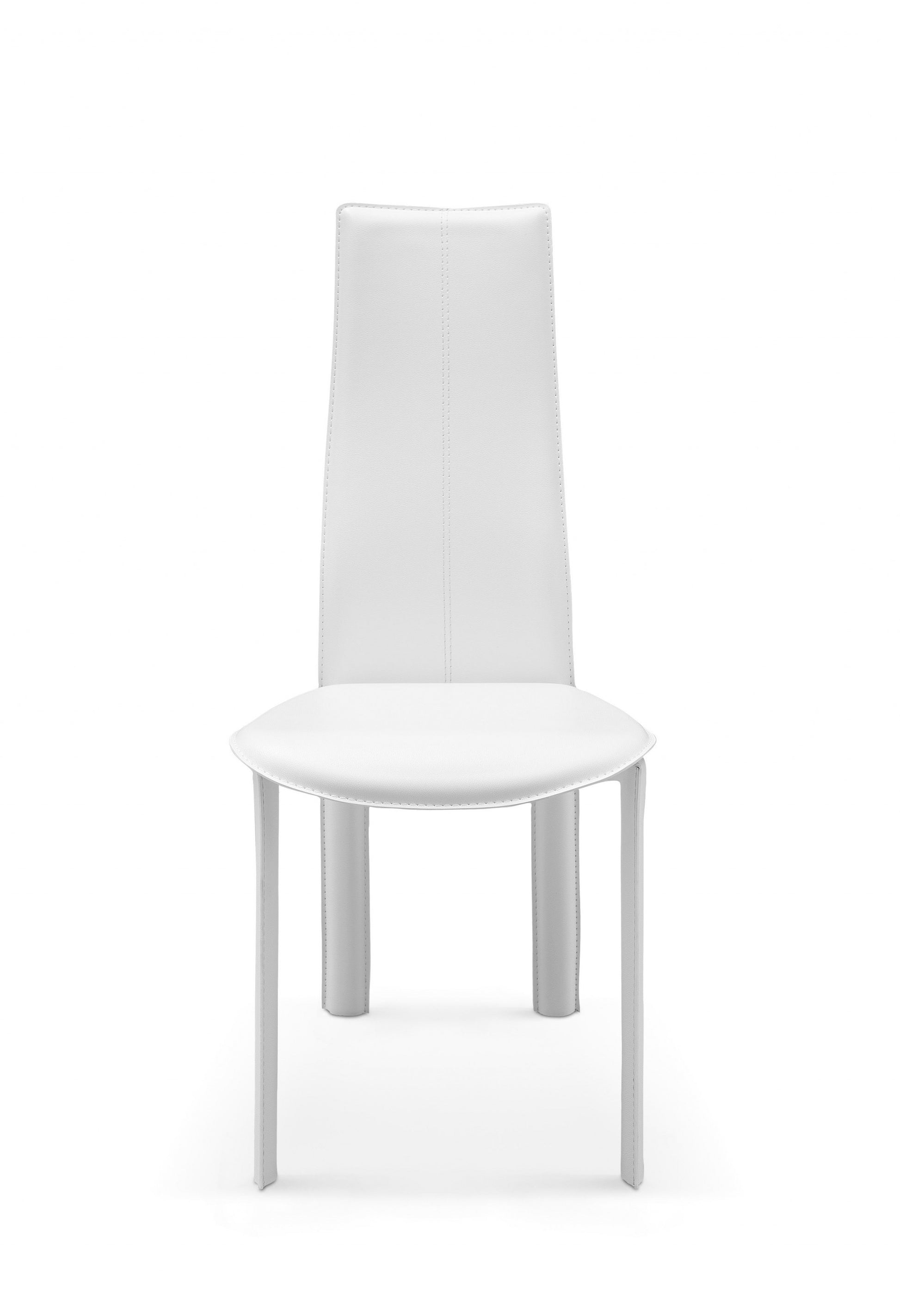 Set of Four White Upholstered Faux Leather Dining Side Chairs - FurniFindUSA