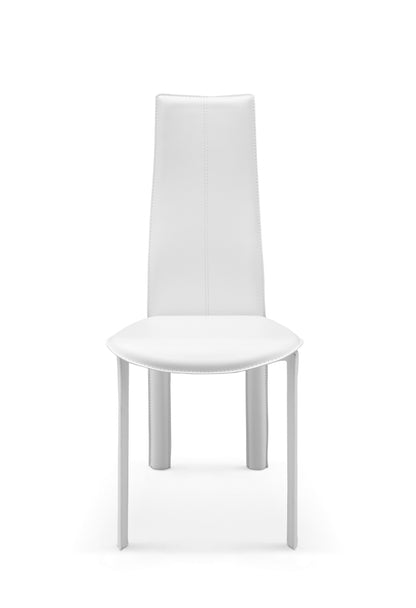 Set of Four White Upholstered Faux Leather Dining Side Chairs - FurniFindUSA