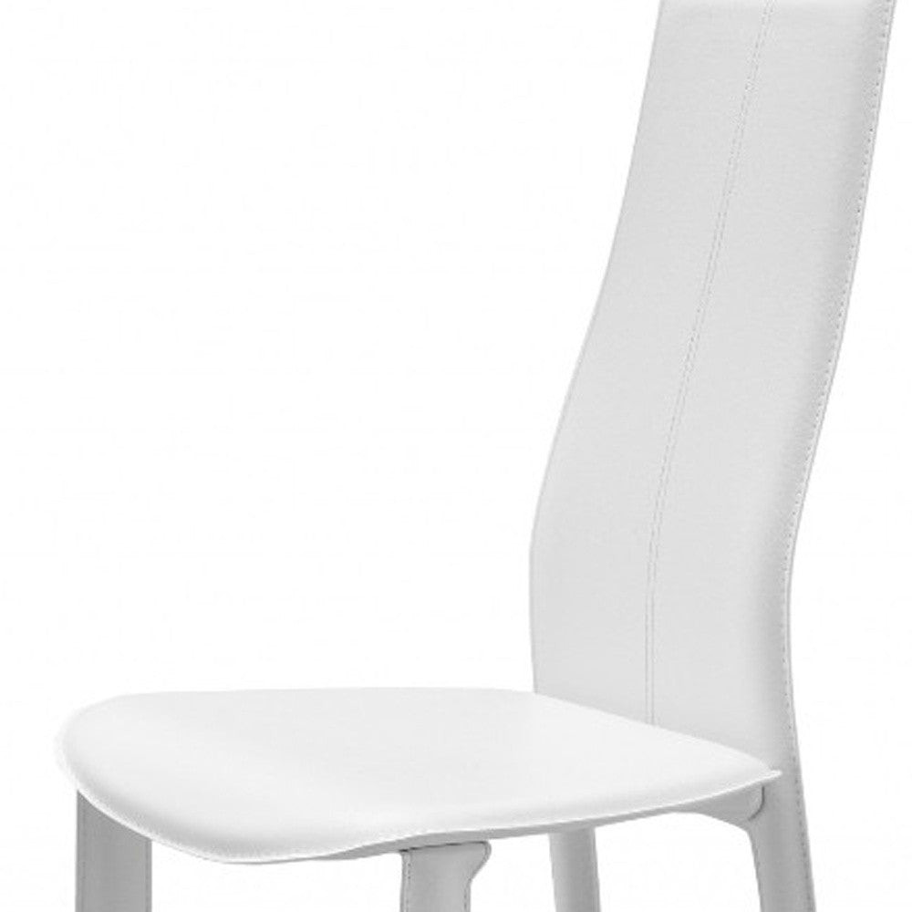 Set of Four White Upholstered Faux Leather Dining Side Chairs - FurniFindUSA