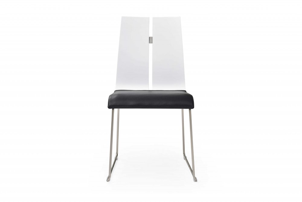 Set of Two Black and Silver Upholstered Faux Leather Dining Side Chairs HomeRoots