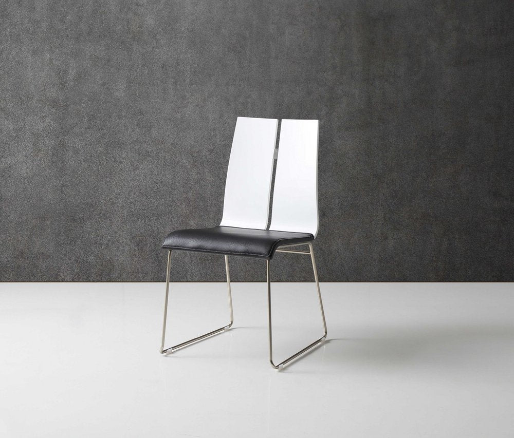 Set of Two Black and Silver Upholstered Faux Leather Dining Side Chairs HomeRoots