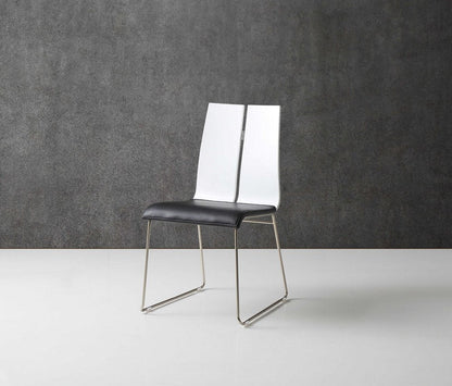 Set of Two Black and Silver Upholstered Faux Leather Dining Side Chairs HomeRoots
