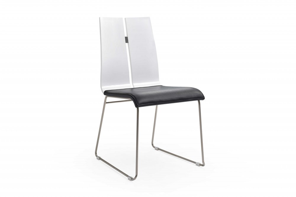 Set of Two Black and Silver Upholstered Faux Leather Dining Side Chairs HomeRoots