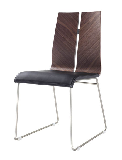 Set of Two Black and Silver Upholstered Faux Leather Dining Side Chairs HomeRoots