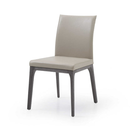 Set of Two Taupe and Gray Upholstered Faux Leather Dining Side Chairs HomeRoots