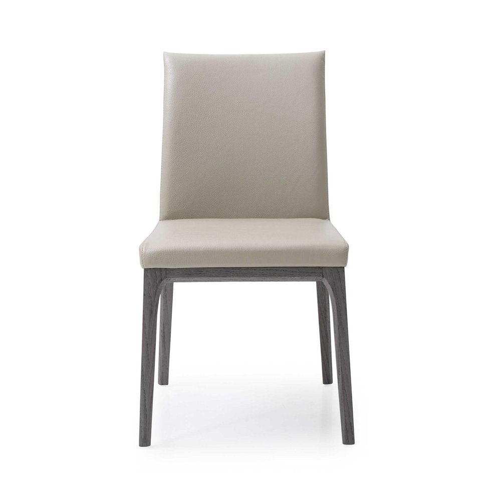 Set of Two Taupe and Gray Upholstered Faux Leather Dining Side Chairs HomeRoots