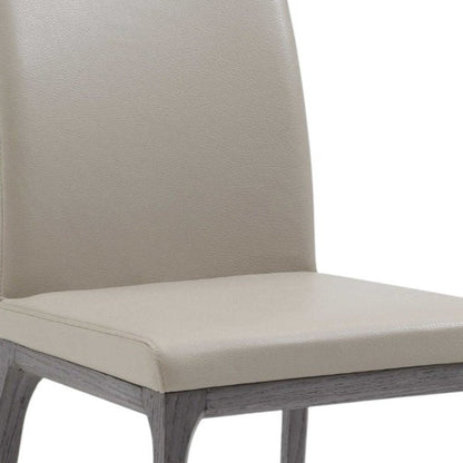 Set of Two Taupe and Gray Upholstered Faux Leather Dining Side Chairs HomeRoots