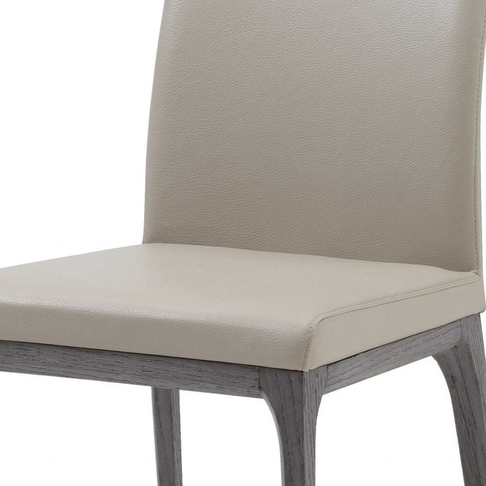 Set of Two Taupe And Gray Upholstered Faux Leather Dining Side Chairs - FurniFindUSA