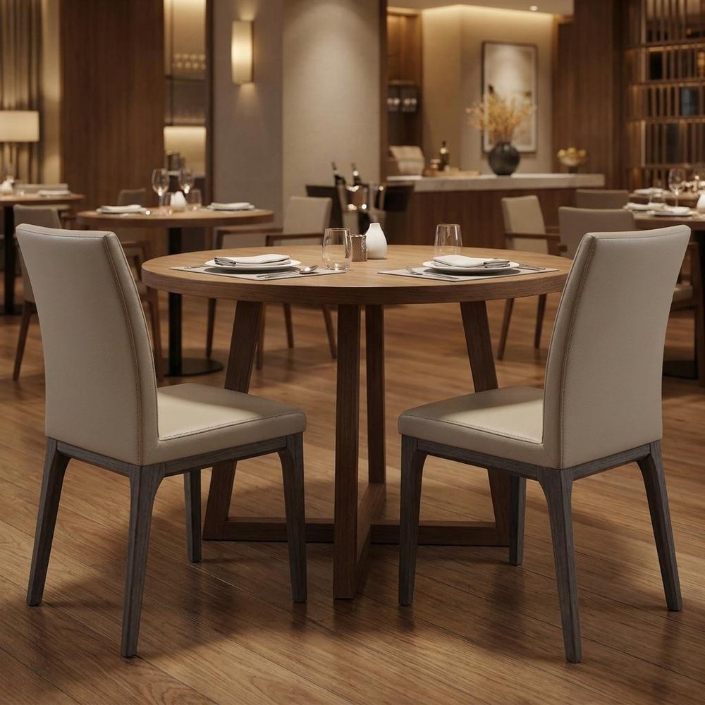 Set of Two Taupe and Gray Upholstered Faux Leather Dining Side Chairs HomeRoots