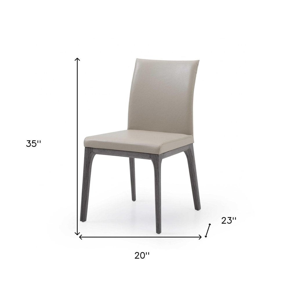 Set of Two Taupe and Gray Upholstered Faux Leather Dining Side Chairs HomeRoots