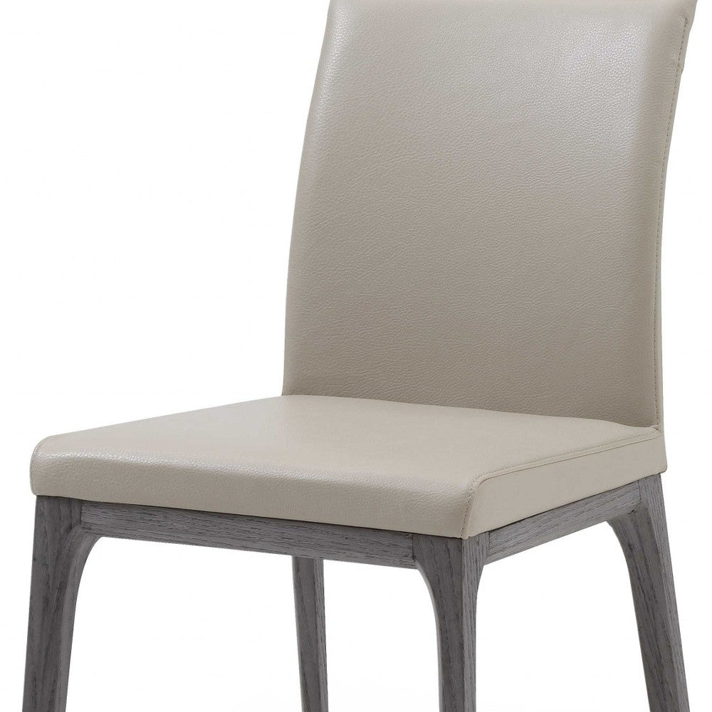 Set of Two Taupe And Gray Upholstered Faux Leather Dining Side Chairs - FurniFindUSA