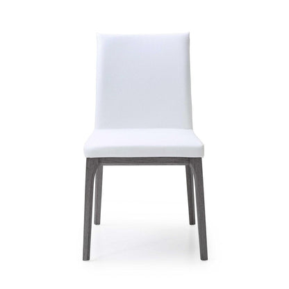 Set of Two White and Gray Upholstered Faux Leather Dining Side Chairs HomeRoots