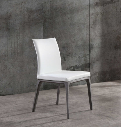 Set of Two White and Gray Upholstered Faux Leather Dining Side Chairs HomeRoots