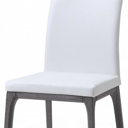 Set of Two White and Gray Upholstered Faux Leather Dining Side Chairs HomeRoots