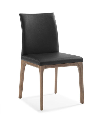 Set of Two Black and Brown Upholstered Faux Leather Dining Side Chairs HomeRoots