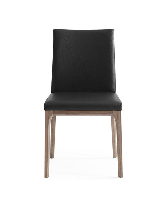 Set of Two Black and Brown Upholstered Faux Leather Dining Side Chairs HomeRoots
