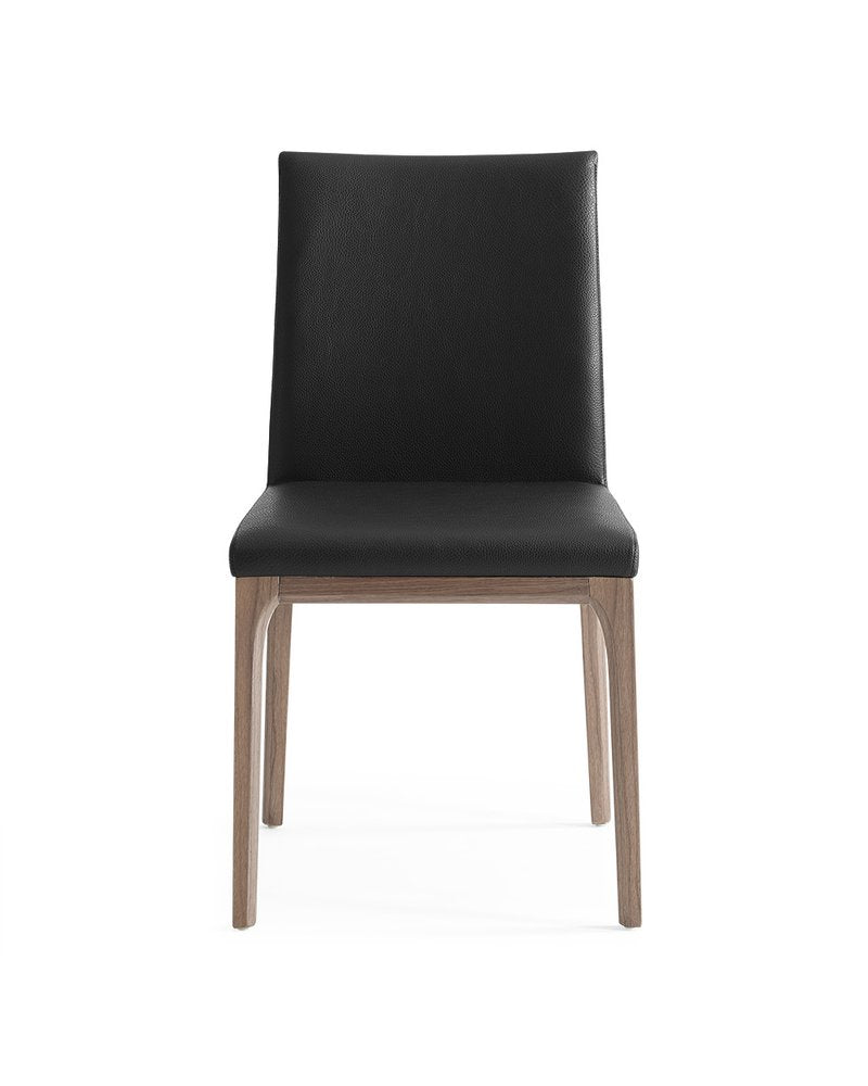 Set of Two Black and Brown Upholstered Faux Leather Dining Side Chairs HomeRoots