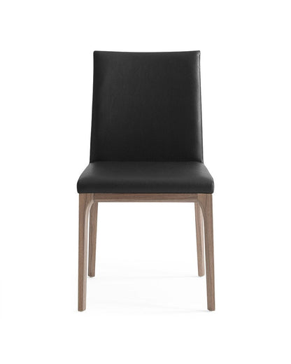 Set of Two Black and Brown Upholstered Faux Leather Dining Side Chairs HomeRoots