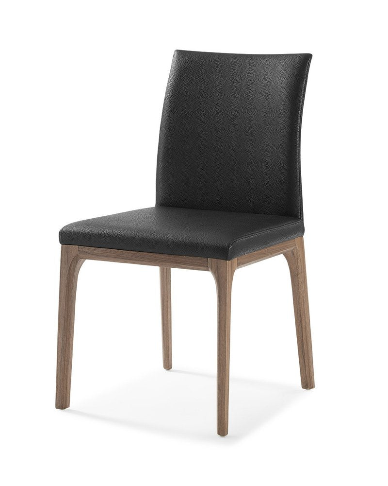 Set of Two Black and Brown Upholstered Faux Leather Dining Side Chairs HomeRoots