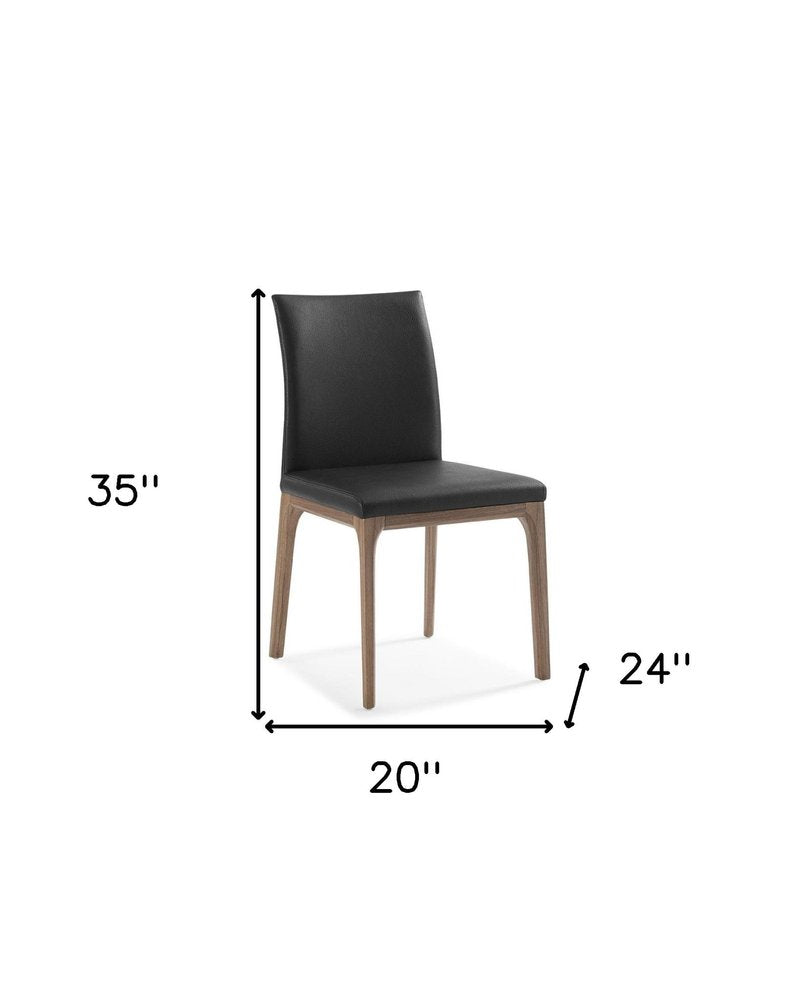 Set of Two Black and Brown Upholstered Faux Leather Dining Side Chairs HomeRoots